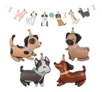HDGSAFD 4 Piezas De Globos para Perros, 1 Pieza De Bandera De Tirantes De Perros, Conjunto De Decoración De Fiesta Temática De Perros.