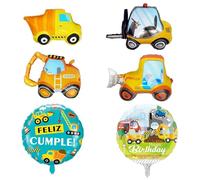 HDGSAFD 4 Piezas Globos Excavadoras Y 2 Globos De Excavador Redondo, Globos Creativos, Globos Decorativos De Fiesta, Globos De Juguete para Niños.
