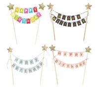 HDGSAFD 4 Uds. De Inserciones para Pasteles con Bandera, Decoración Creativa para Pasteles, Banderas Decorativas para Hornear, Pancarta Decorativa para Pasteles