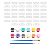 HDGSAFD 40 Uds. De Máscaras En Blanco Y 1 Juego De Pinturas con Pincel, Materiales para Máscaras DIY, Máscaras De Papel para Niños, Fabricación De Máscaras para Graduación