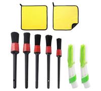 HDGSAFD 5 Cepillos para Automóvil, 2 Cepillos De Limpieza para Aire Acondicionado, 2 Toallas para Lavado De Automóviles, Kit De Limpieza Interior De Automóviles, Cepillos para Detalles De Automóviles