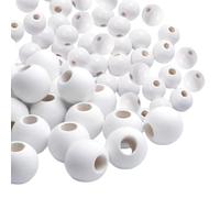 HDGSAFD 50 Cuentas De Madera De 2 Cm Y 100 Cuentas De Madera De 1 Cm, Materiales De Joyería DIY Hechos A Mano, Cuentas De Madera con Agujeros, Materiales De Cuentas Redondas