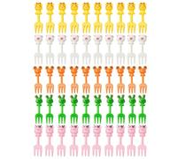 HDGSAFD 50 Piezas De Bifurcación De Frutas De Rana, Bifurcación De Frutas De Dibujos Animados Creativos, Horquilla De Fruta Divertida, Cubiertos De Plástico para Niños.