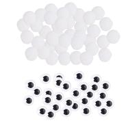 HDGSAFD 500 Piezas De Bolas De Felpa Blancas Y 100 Piezas De Pegatinas para Ojos, Accesorios De Bricolaje Hechos A Mano, Pequeñas Bolas De Pelo De Poliéster, Accesorios Creativos De Bricolaje