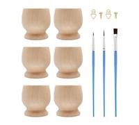 HDGSAFD 6 hueveras, 1 juego de lápices de pintura al óleo, hueveras de madera, hueveras coloreables, hueveras de madera, hueveras decorativas, juego de accesorios para hueveras