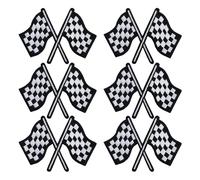 HDGSAFD 6 Piezas De Parches De Bandera De Carreras, Parches De Planchado De Bandera En Blanco Y Negro, Parches De Decoración De La Bolsa De Ropa De Bricolaje Y Parches De Ropa para Niños.