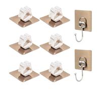 HDGSAFD 6 soportes para fregona, 2 ganchos dorados, soporte para escoba sin punzón, clip autoadhesivo para fregona, estante de almacenamiento para herramientas de limpieza, ganchos de pared, adecuado