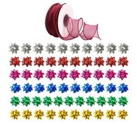 HDGSAFD 60 Lazos De Regalo Autoadhesivos, 1 Rollo De Hilo De Cola De Pez, Pajaritas, Cinta para Envolver Regalos