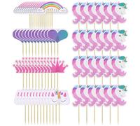 HDGSAFD 72 Uds. Insertos para Pastel De Animales De Dibujos Animados, Decoraciones para Fiesta De Cumpleaños, Insertos para Fiesta De Niñas, Decoraciones para Pasteles