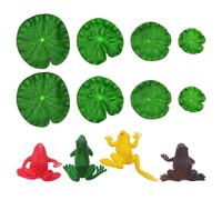 HDGSAFD 8 Hojas De Loto Simuladas, 4 Ranas Decorativas, Hojas De Loto Flotantes, Hojas De Loto Colocadas, Adornos De Hojas De Loto para Paisajismo, Adecuadas para Decoración De Peceras Y Estanques