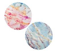 HDGSAFD Alfombrilla De Ratón Redonda, Patrón De Mármol, 2 Piezas, Rosa Y Azul, Antideslizante, Suministros De Oficina, Accesorios De Escritorio