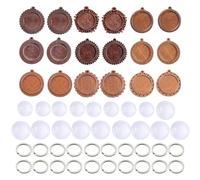 HDGSAFD Bandeja De Parche De Vidrio Cole De 36 Uds. Y Llavero Circular De 20 Piezas, Materiales para Colgar DIY, Fabricación De Coles Retro, Bandeja Redonda