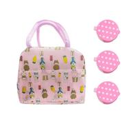 HDGSAFD Bolsa De Almuerzo De Dibujos Animados De 1 Pieza Y Recipiente De Mini Salsa De 3 Piezas, Bolso De Lonchera Termal, Bolsa De Almuerzo para Niños, Bolsa De Almuerzo Impermeable.