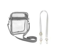 HDGSAFD Bolso bandolera transparente, bolsa de viaje con correa de hombro ajustable, impermeable, multifuncional, para viajes y uso diario, Adorno gris transparente
