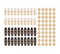 HDGSAFD Botones de dos agujeros de 40 piezas y cuentas de madera de 50 piezas, botones de madera largos, reemplazos para botones de ropa, botones decorativos para coser