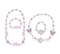 HDGSAFD Collares De 2 Piezas para Niñas Y Pulseras De 2 Piezas para Niñas, Joyas De Perlas, Joyas con Elementos De Mariposa, Lindas Joyas para Niños
