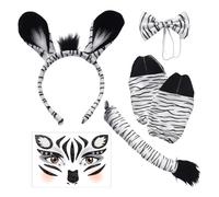 HDGSAFD Diablaje De 1 Pieza, Pajarita De 1 Pieza, 1 Par De Mangas, 1 Pieza De Cola Y 1 Parche De Cara, Traje De Cebra, Accesorios De Juego De Roles.