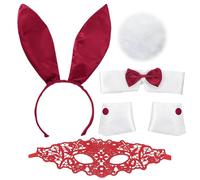 HDGSAFD Disfraz De Conejito De 5 Piezas Y Máscara para Ojos De Encaje De 1 Pieza, Accesorios De Juego De Roles, Accesorios De Mascaradas, Accesorios De Disfraces.