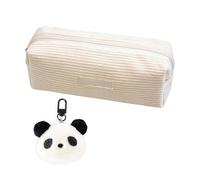 HDGSAFD Estuche de Pana y Colgante de Panda, Color Sólido, Gran Bolsa de Papelería Con Cremallera, Para Brochas de Maquillaje, Blanco Lechoso
