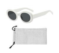 HDGSAFD Gafas de Sol Ovaladas Retro Para Mujer - Diseño Divertido Para Playa con Bolsillo, Lentes Blancas