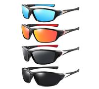 HDGSAFD Gafas de Sol Polarizadas a Prueba de Viento - 4 Piezas Deportivas Protectoras Para Ciclismo, Unisex y Exteriores