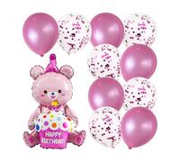 HDGSAFD Globo De Oso De 1 Pieza, 10 Globos Redondos, Decoración De Globos De Feliz Cumpleaños, Decoración De Fiesta De Cumpleaños De Niñas, Decoración De Fondo