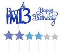 HDGSAFD Inserto De 8 Piezas De Tarta De Pastel, Decoraciones De Pastel, Suministros para La Fiesta De Cumpleaños 13, Inserto De Tarjeta De Pastel Brillante.