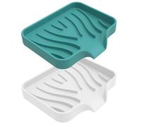 HDGSAFD Jabonera Abierta, Jabonera De Drenaje, Jabonera De Silicona, Soporte Creativo para Jabón (Blanco, Verde), 2 Uds.