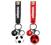 HDGSAFD Juego de 2 llaveros de fútbol personalizados, llaveros creativos, regalos de fútbol, llaveros inspiradores (negro, rojo), negro/rojo, talla única