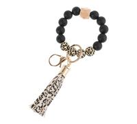 HDGSAFD Llavero con pulsera y perlas de silicona - diseño de leopardo, estilo bohemio, multicolor - Talla única, multicolor, talla única, multicolor, Talla única