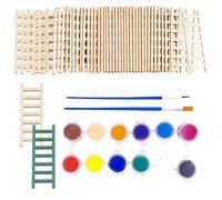 HDGSAFD Mini Escalera De 50 Piezas con 12 Colores Y 2 Cepillos, Decoración De Casa De Muñecas, Escalera De Madera, Decoración De Paisaje De Plantas En Maceta