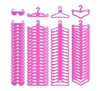 HDGSAFD Mini Perchas De Plástico para Ropa, 60 Uds. Y Mini Gafas De 2 Uds., Accesorios para Casa De Muñecas, Perchas para Ropa para Muñecas, Accesorios para Muñecas