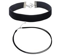 HDGSAFD Pack De 2 Collares Negros, Collares Clásicos para Mujer, Collares Sencillos De Moda, Collares Ajustables, Cadenas De Clavícula