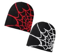 HDGSAFD Pack De 2 Gorros con Estampado De Telaraña, Gorros Modernos Y Personalizados, Gorros De Punto Calentitos, Gorros De Punto Elásticos Y Suaves