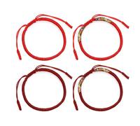HDGSAFD Pack De 4 Pulseras Trenzadas Rojas, Pulseras De La Suerte Ajustables, Unisex, Pulseras De La Amistad, Pulseras De Pareja