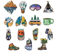 HDGSAFD Paquete de 15 Parches de Paisajes Coloridos y Graffiti Creativos - Decoración y Reparación de Ropa con Bordado