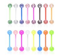 HDGSAFD Paquete de 16 piercings para lengua de acrílico de colores con lentejuelas, joyas de piercing personalizadas