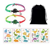 HDGSAFD Paquete De 2 Pulseras De Dinosaurio Que Cambian De Color Y Pegatinas De Dinosaurio De 5 Piezas, con Bolsa De Joyería De 1 Pieza, Pulsera Creativa para Niños, Pulsera De La Amistad