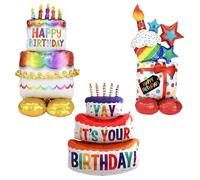 HDGSAFD Paquete De 3 Globos con Forma De Pastel De Cumpleaños, Globos Decorativos para Fiesta De Cumpleaños, Decoración De Escena De Fiesta, Globos Lindos E Interesantes