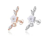 HDGSAFD Pendientes De Circonitas De 2 Piezas, Pendientes De Flores, Joyería Piercing De Acero Inoxidable, Joyería para Mujer, Decoración De Moda Personalizada