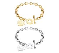 HDGSAFD Pulseras De Amor De 2 Piezas, Pulseras De Acero De Titanio, Joyería Personalizada para Mujer, Cadenas Modernas Y Exquisitas, Pulseras con Coles