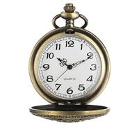 HDGSAFD Reloj de Bolsillo Vintage de Cuarzo Con Cadena, Números Romanos y Grabado - Bronce, Marrón
