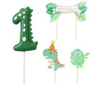 HDGSAFD Vela De 1 Pieza, Inserto para Pastel De 3 Piezas, Vela Número 1, Decoración De Dinosaurio, Inserto para Pastel De Fiesta De Cumpleaños Infantil
