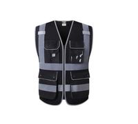 HDICUHNANU Chaleco De Seguridad Chaleco Reflectante De Tráfico Supervisión del Sitio Construcción Ropa Reflectantes Chaleco De Trabajo(Black,Large)
