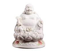 HDICUHNANU Figura Buda,Resistente Intemperie, Estatua De Buda Maitreya Cerámica Sonriente 8,2 Pulgadas para Decoración Oficina En Casa, Escritorio Que Trae Buena Suerte Feng Shui(White)