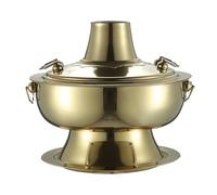 HDICUHNANU Olla Hot Pot, Chino Olla Olla Caliente De Acero Inoxidable Antigua Beijing, Calentada con Carbón, Adecuada para Cena Familiar Multifuncional(Gold,32cm)