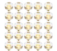 HDJNal 20 pomos de cristal dorado para gabinete, manijas transparentes para muebles, tiradores de cajón, pomos redondos de latón, para puertas de armario, cajones, 30 x 27 mm