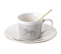HDJNal Juego de tazas de café, diseño creativo de lujo Art Mirage, taza de té de porcelana, tazas de café, taza de espejo y platillo, taza para capuchino, café con leche, café espresso (caballo)