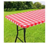 HDKAH Mantel Rectangular elástico Impermeable for Mesa, Mantel Ajustable for casa, Fiesta, Camping, Mantel for Exterior(Red White,(114-142cm) Round)