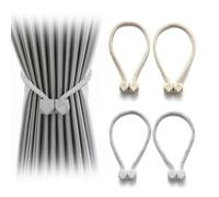 HDKAJL 4 Piezas Sujeta Cortinas,Alzapaños para Cortinas,Amarres de Cortina Magnéticos,Abrazaderas Cortinas Elásticas,para Decoración de Ventanas de Hoteles en Casa (Clip magnético Gris)